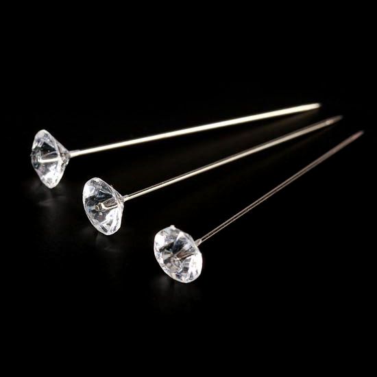 2 inch Clear Diamond Corsage Pins 144 Pieces