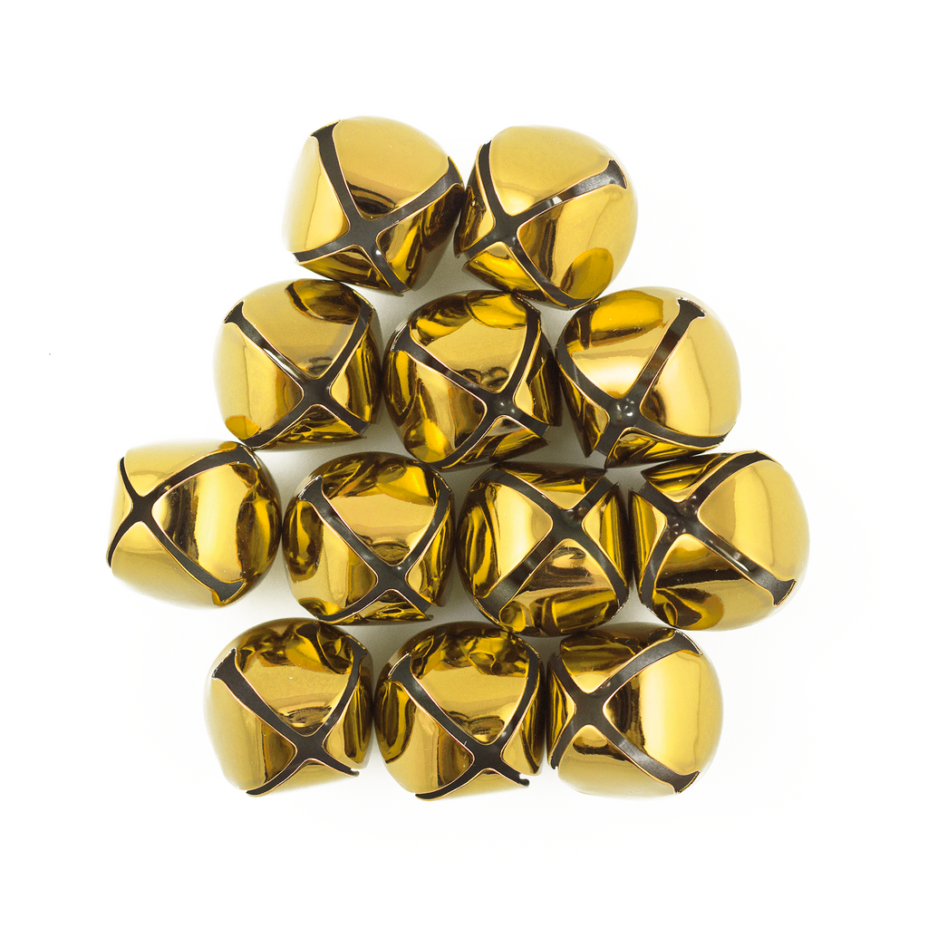Art Cove 1.25 inch 30mm Large Gold Jingle Bells Bulk 100 Pieces
