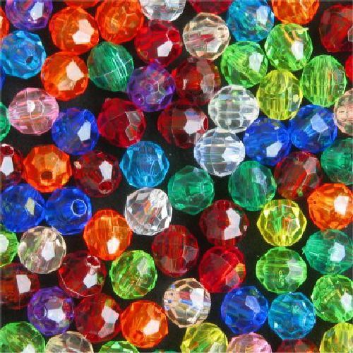 The Beadery 6mm Faceted Plastic Beads in Transparent Multi Colors, 1080  Pieces 