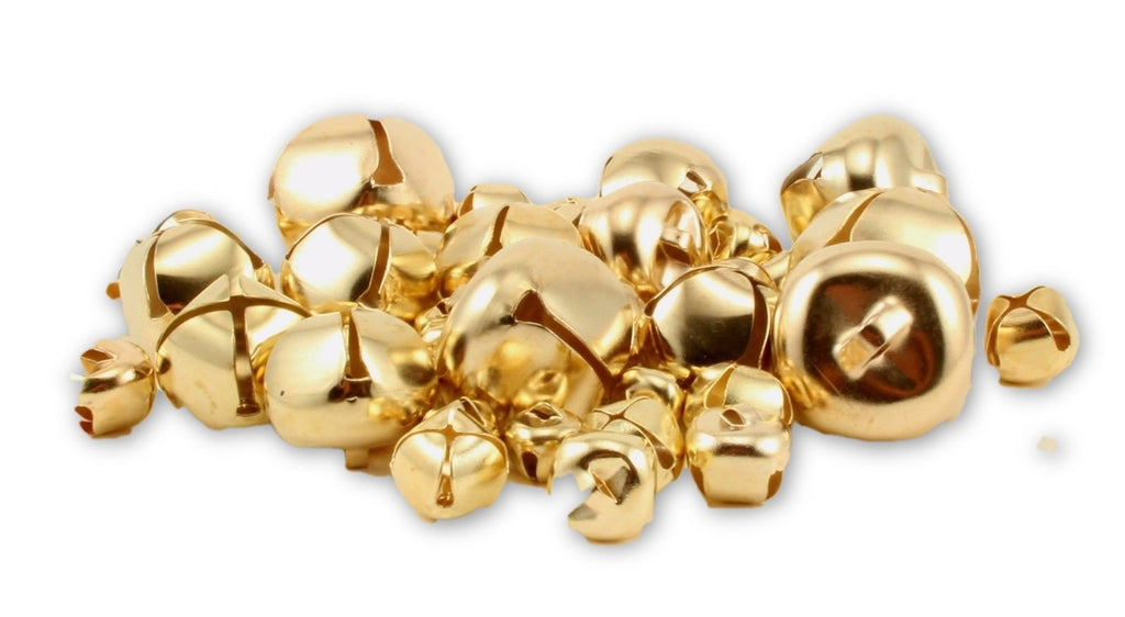 Gold Jingle Small Bells Assorted Sizes 3/8 to 1 inches 43 Pieces