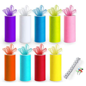 8 Colors Tulle Fabric Rolls 6In*100 Yard Tulle Ribbon Organza