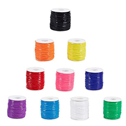 Juvale 10-Pack Plastic Lacing String Cord for DIY Craft Jewelry, 10 Colors, 2.5 x 1mm, 50 Yards Length