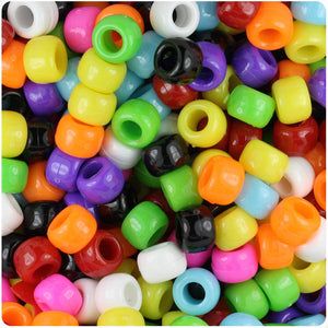 Candy Opaque Mix Plastic Craft Pony Beads 6x9mm Bulk, Made in the