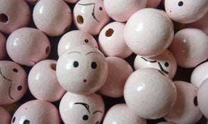 Wood Doll Head Beads