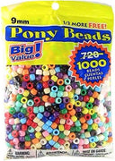 9mm Opaque Multi Color Plastic Pony Beads Bulk 1,000 Pieces