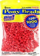 9mm Opague Red Pony Beads Bulk 1,000 Pieces