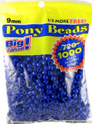 9mm Opaque Royal Blue Plastic Pony Beads 1,000 pieces