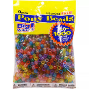 9mm Clear Multi Color Pony Beads Bulk 1,000 Pieces