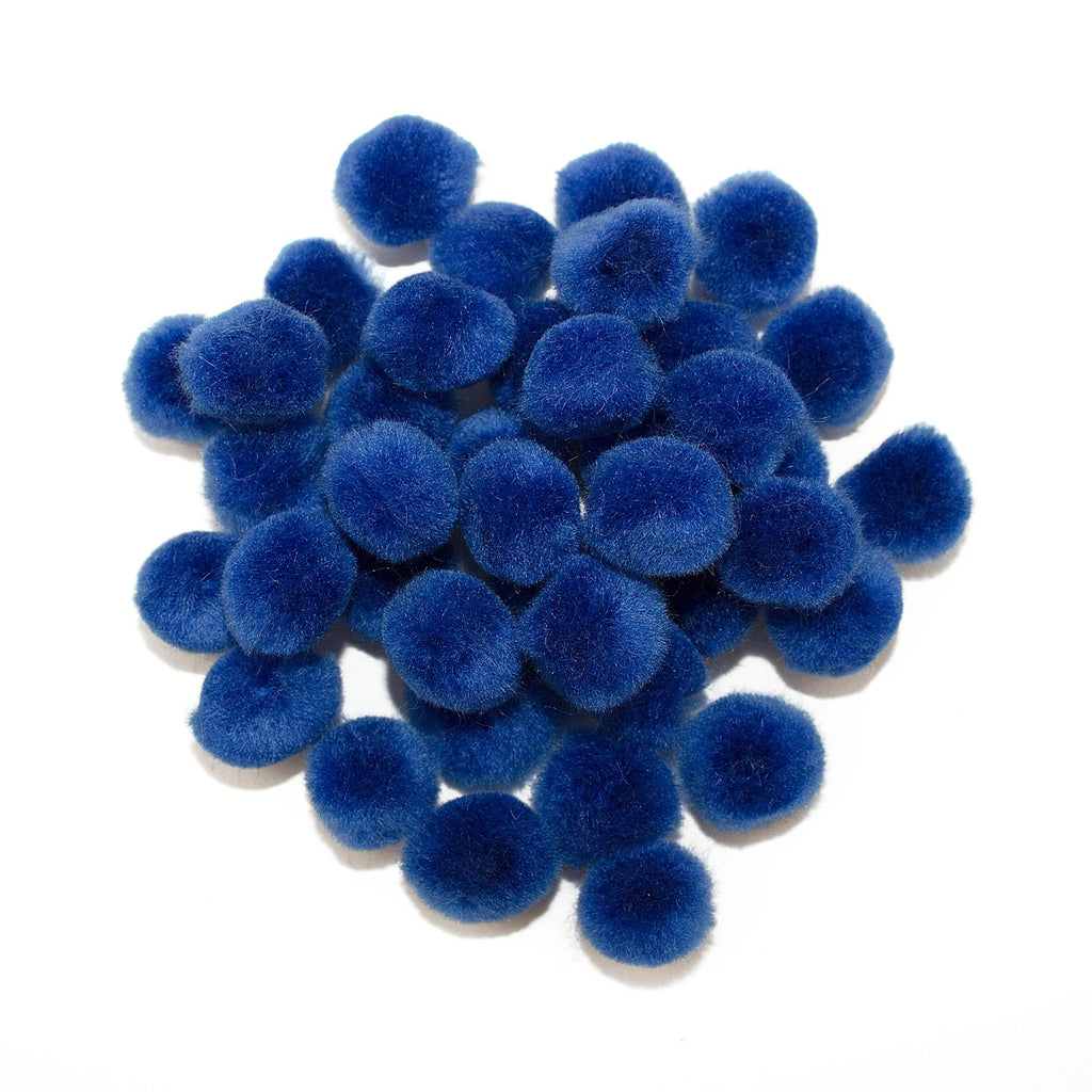 0.75 inch Royal Blue Mini Craft Pom Poms 100 Pieces