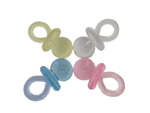 1.75 Inch Plastic Mini Clear Pink Baby Pacifiers 12 Pieces