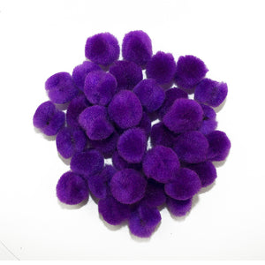 0.5 inch Purple Tiny Craft Pom Poms 100 Pieces - artcovecrafts.com