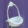 White Plastic Mini Basket with Flower Handle