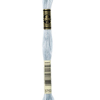 DMC 6 Strand Embroidery Floss Cotton Thread 3753 Ultra Very Light Antique Blue 8.7 Yards 1 Skein