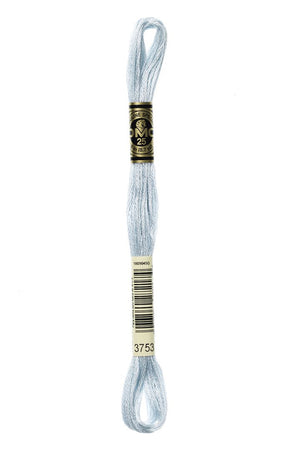 DMC 6 Strand Embroidery Floss Cotton Thread 3753 Ultra Very Light Antique Blue 8.7 Yards 1 Skein