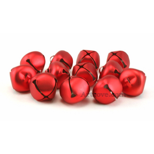 1 Inch 25mm Matte Red Large Craft Jingle Bells 8 Pieces - artcovecrafts.com