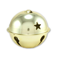 2.75 Inch 70mm Gold Jumbo Large Craft Jingle Bell with Star Cutouts 1 Piece - artcovecrafts.com