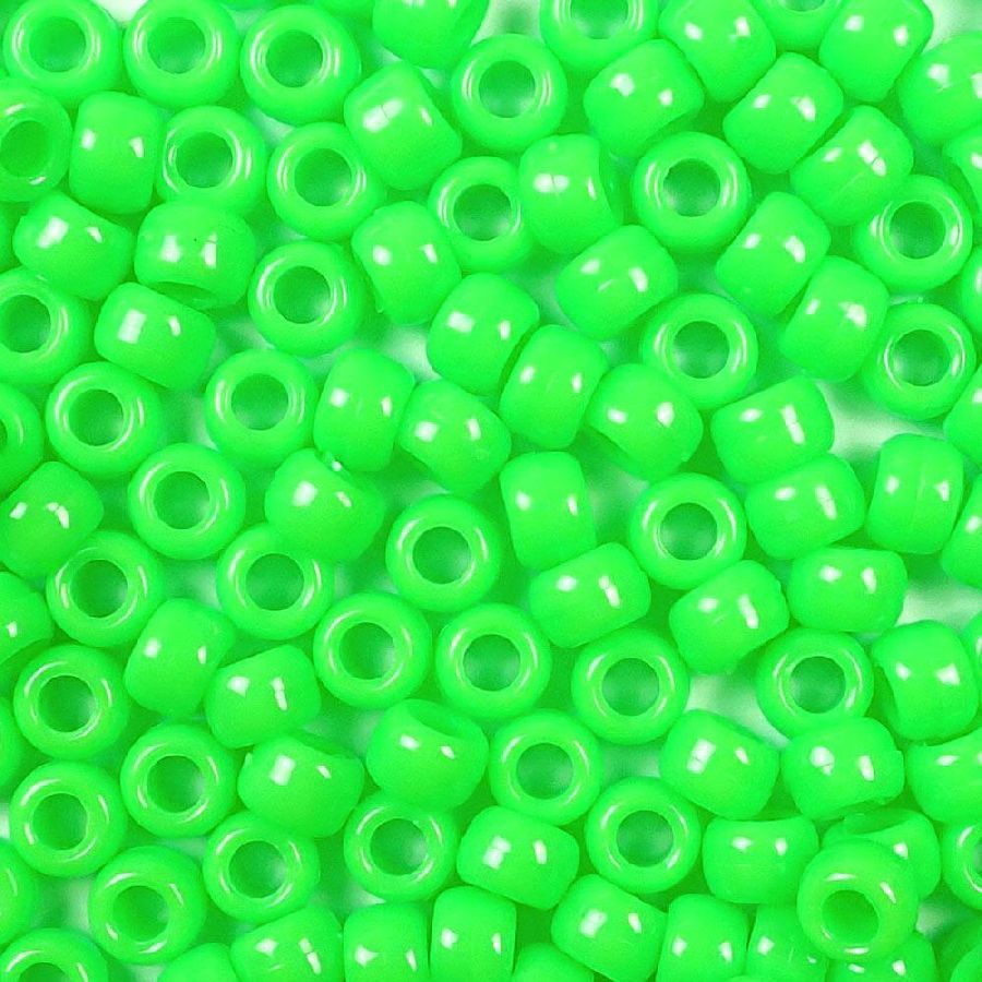 9mm Opague Lime Green Pony Beads Bulk 1,000 Pieces