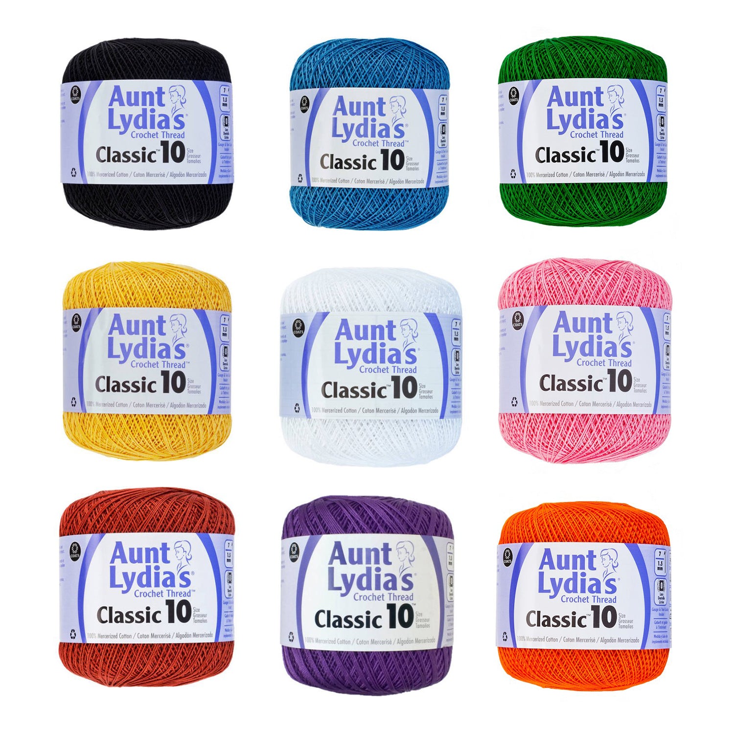 Aunt Lydia's Crochet Thread Size 10 48 Colors Available
