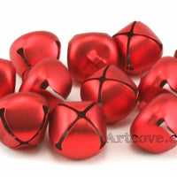 1 Inch 25mm Matte Red Large Craft Jingle Bells 8 Pieces - artcovecrafts.com