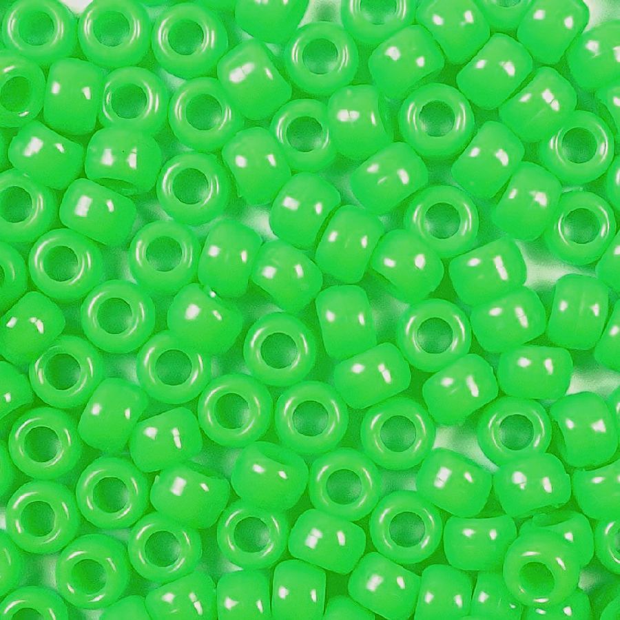 9mm Opaque Neon Green Pony Beads Bulk 1,000 Pieces