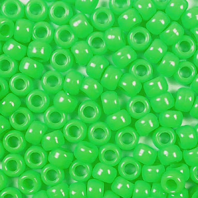 9mm Opaque Neon Green Pony Beads Bulk 1,000 Pieces