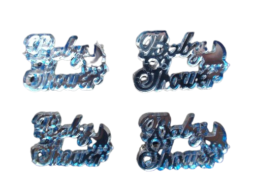 Blue Miniature Baby Shower Acrylic Sign Charm Capias 24 Pieces