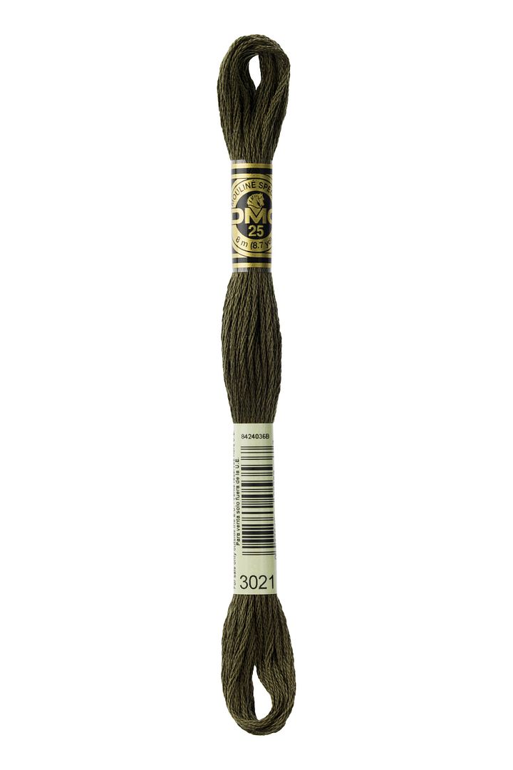DMC 6 Strand Embroidery Floss Cotton Thread 3021 Very Dk Brown Grey 8.7 Yards 1 Skein