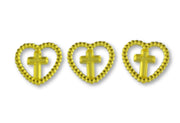 Gold Mini Cross Inside Heart Acrylic Charms Capias 24 Pieces