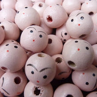 20mm 0.78 inch Small Wood Doll Head Beads with Faces 100 Pieces - artcovecrafts.com