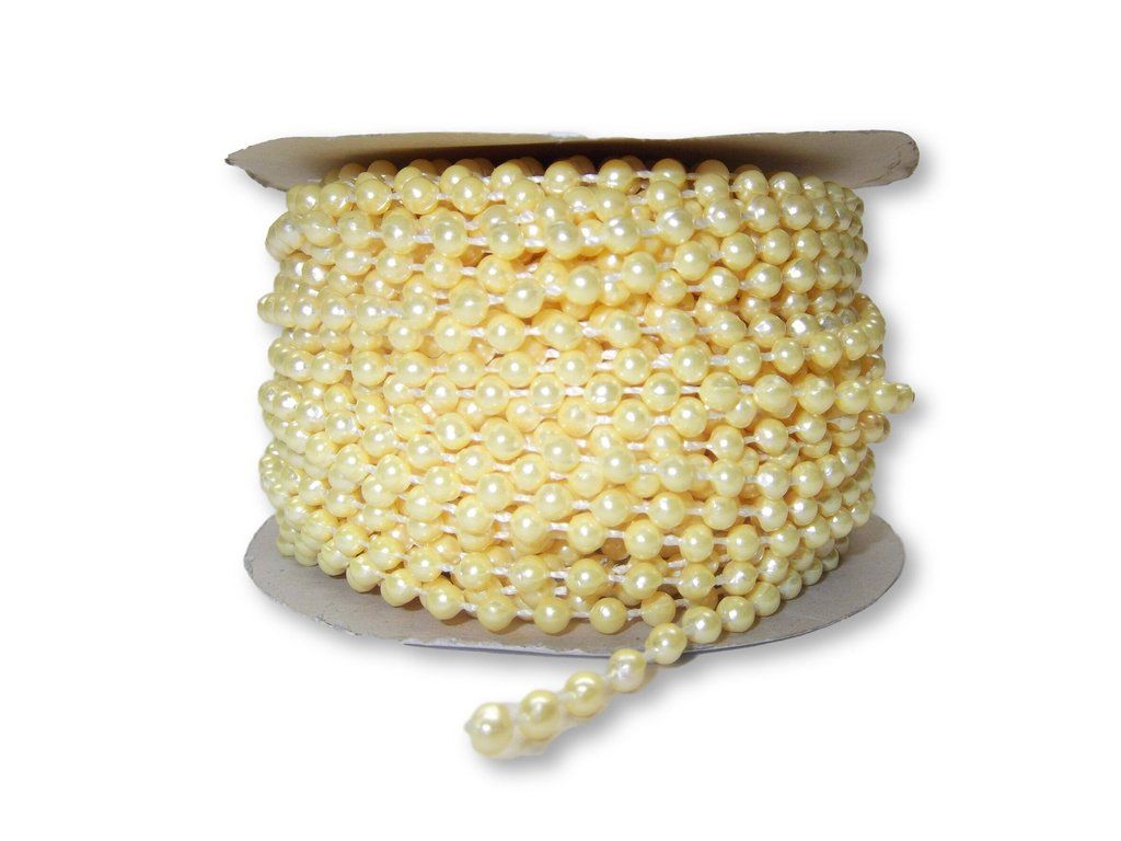 4mm Yellow Plastic Fused Pearls Garland Strands for Decorating & Crafts 24 Yards - artcovecrafts.com
