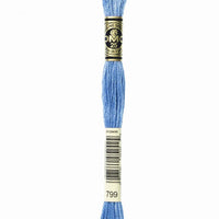 DMC 6 Strand Embroidery Floss Cotton Thread 799 Medium Delft Blue 8.7 Yards 1 Skein