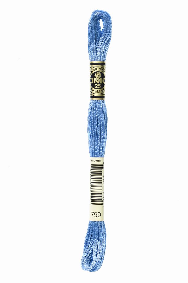 DMC 6 Strand Embroidery Floss Cotton Thread 799 Medium Delft Blue 8.7 Yards 1 Skein