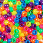 9mm Opaque Multi Neon Colors Pony Beads Bulk 1,000 Pieces