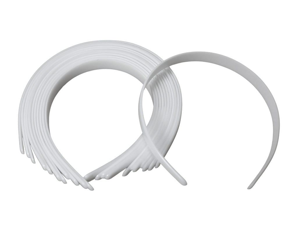 0.5 inch Wide White Plain Plastic Headbands Bulk 12 Pieces