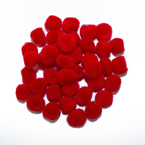 0.75 inch Red Mini Craft Pom Poms 100 Pieces - artcovecrafts.com