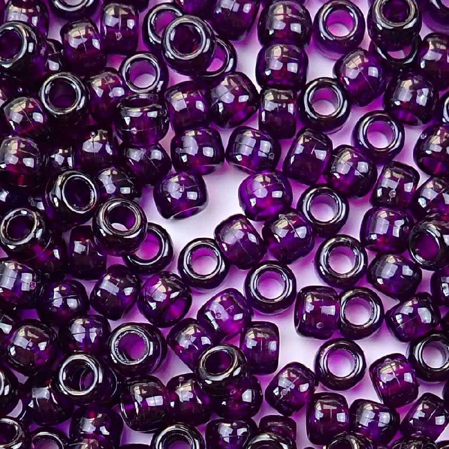 9mm Purple Pony Beads Bulk 1,000 Pieces