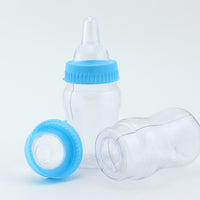 4.25 inch Fillable Plastic Mini Baby Bottles Blue Cap 12 Pieces Baby Shower Shower Favors - artcovecrafts.com