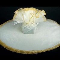 White Tulle Circle 9 inch with Metallic Gold Edge 10 Pieces - artcovecrafts.com