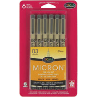 Pigma Micron Pens 03 .35mm 6 Pieces 50037