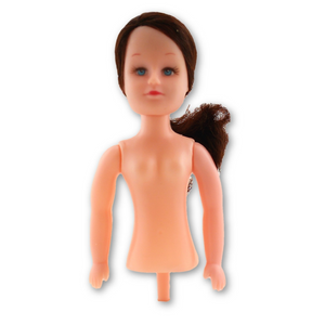5 inch Plastic Craft Doll -Half Body Doll Pick- Brown Hair 1 Piece - artcovecrafts.com