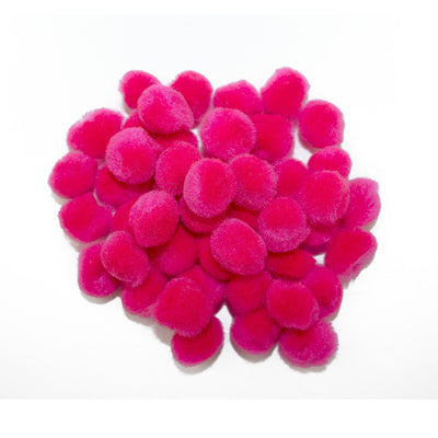 0.5 inch Neon Pink Tiny Craft Pom Poms 100 Pieces - artcovecrafts.com