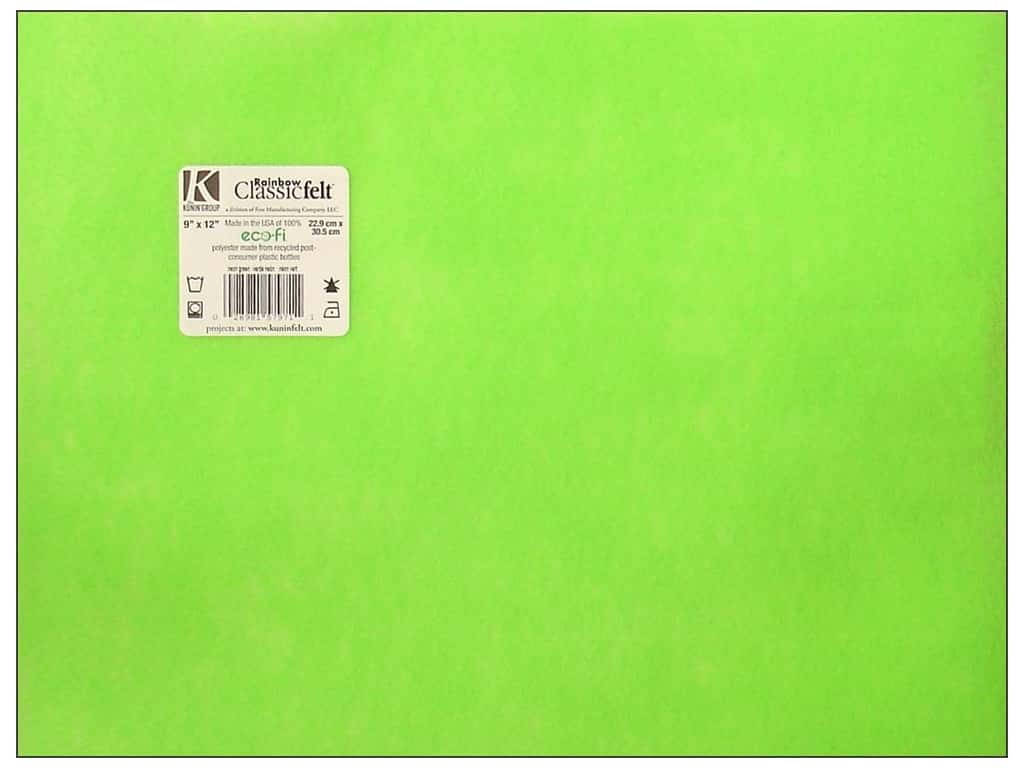 9 x 12 Inch Neon Green Felt Square Sheet 1 Piece