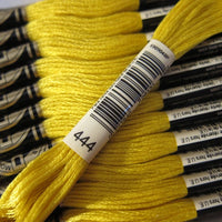 DMC 6 Strand Embroidery Floss Cotton Thread Bulk 444 Dark Lemon 8.7 Yards 12 Skeins