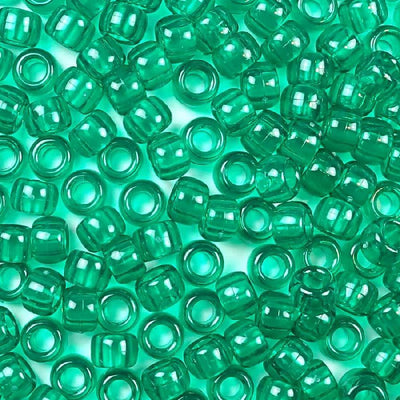 9mm Transparent Christmas Green Pony Beads Bulk 1,000