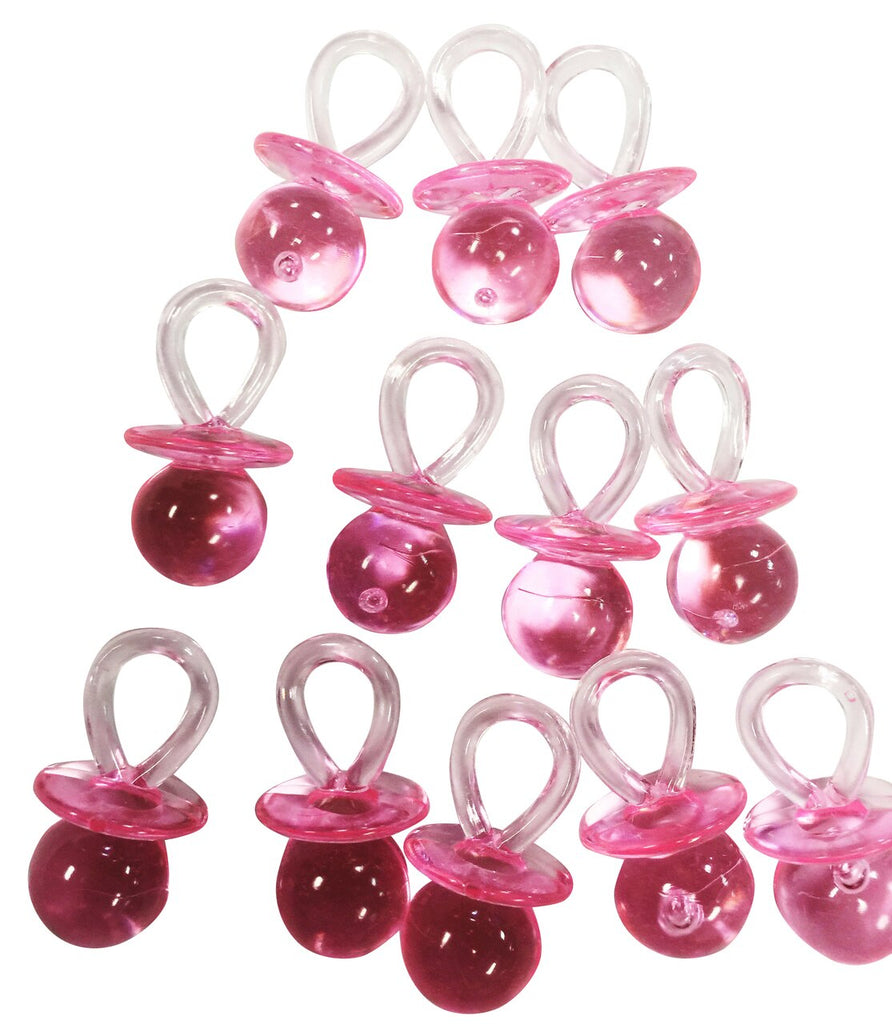 1.75 Inch Plastic Mini Clear Pink Baby Pacifiers 12 Pieces ...