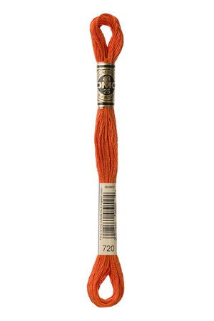DMC 6 Strand Embroidery Floss Cotton Thread 720 Dk Orange Spice 8.7 Yards 1 Skein