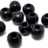 32mm Black Round Wooden Macrame Beads 12mm Hole 2 Pieces