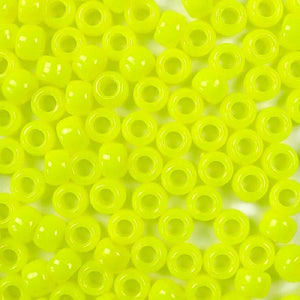9mm Opaque Neon Yellow Pony Beads Bulk 1,000 Pieces