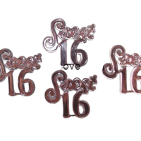 Pink Miniature Acrylic Clear Sweet 16 Sign Charm Capias 24 Pieces