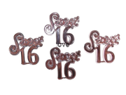 Pink Miniature Acrylic Clear Sweet 16 Sign Charm Capias 24 Pieces